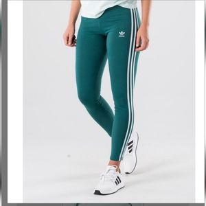 adidas original 3 stripe green leggings M